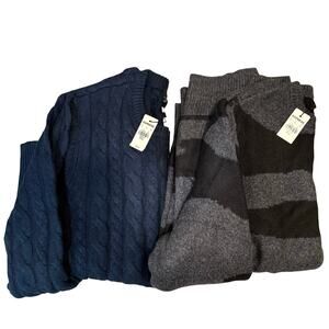 Express Men's Bundle Two Long Sleeve Stretch Pullover Preppy Sweaters NWT M Tall